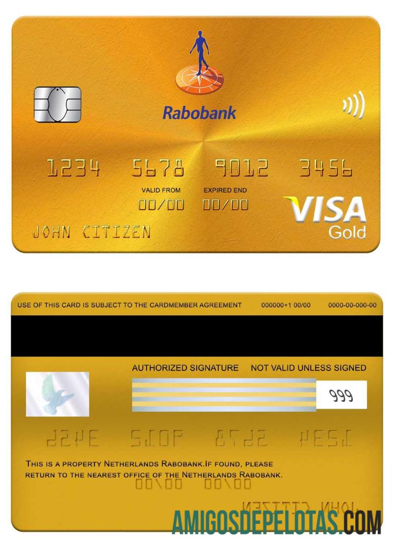 Belanda Rabobank visa gold kartu desain