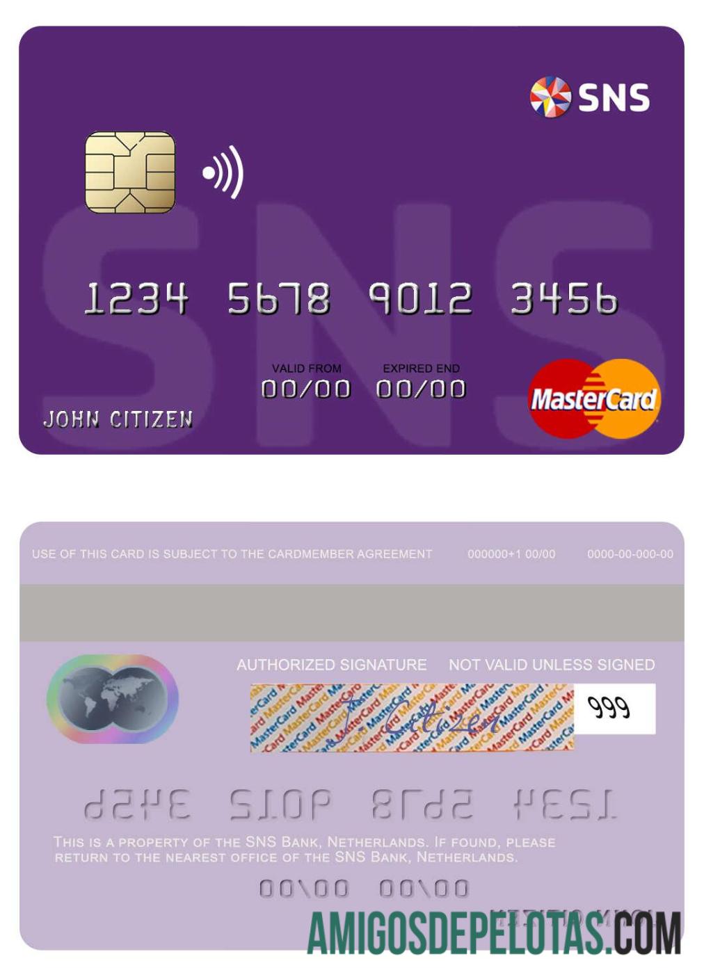 Belanda SNS bank mastercard desain
