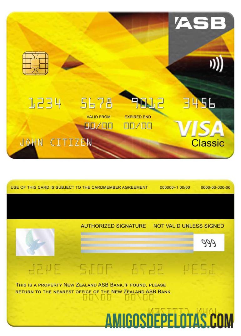 Selandia Baru ASB bank visa classic kartu makering