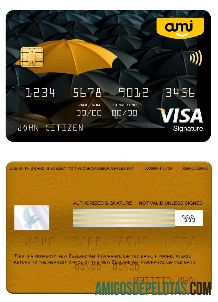 Selandia Baru Ami asuransi Limited bank visa Tanda Tangan kartu makering