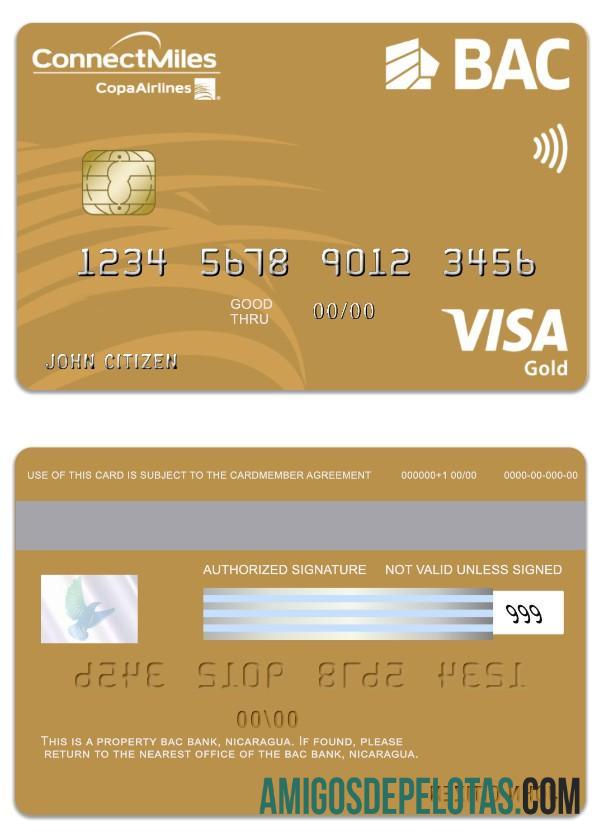 Nikaragua BAC bank visa gold kartu makering