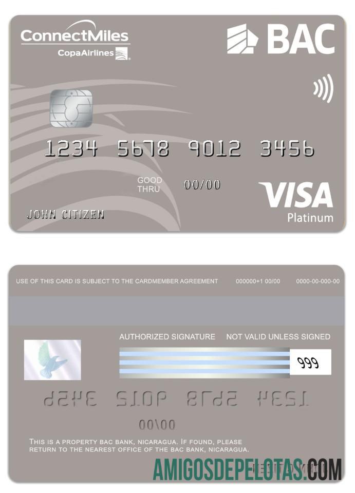Nikaragua BAC bank visa platinum kartu makering