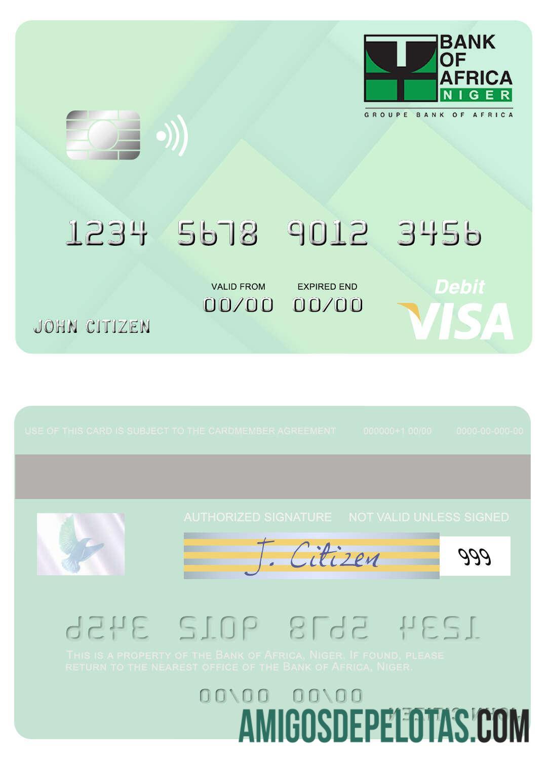 Niger bank of Africa visa Debit kartu makering