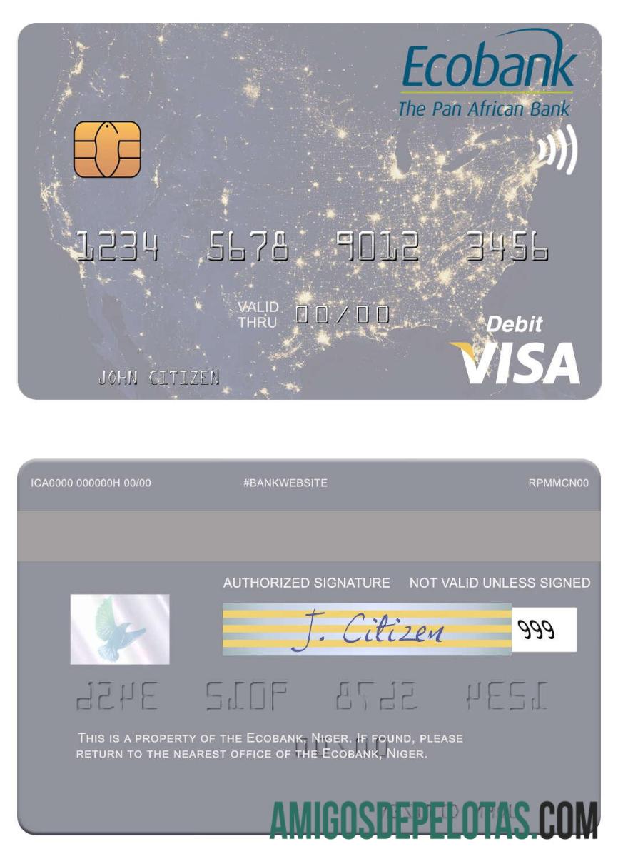 Niger Ecobank visa Debit kartu templat
