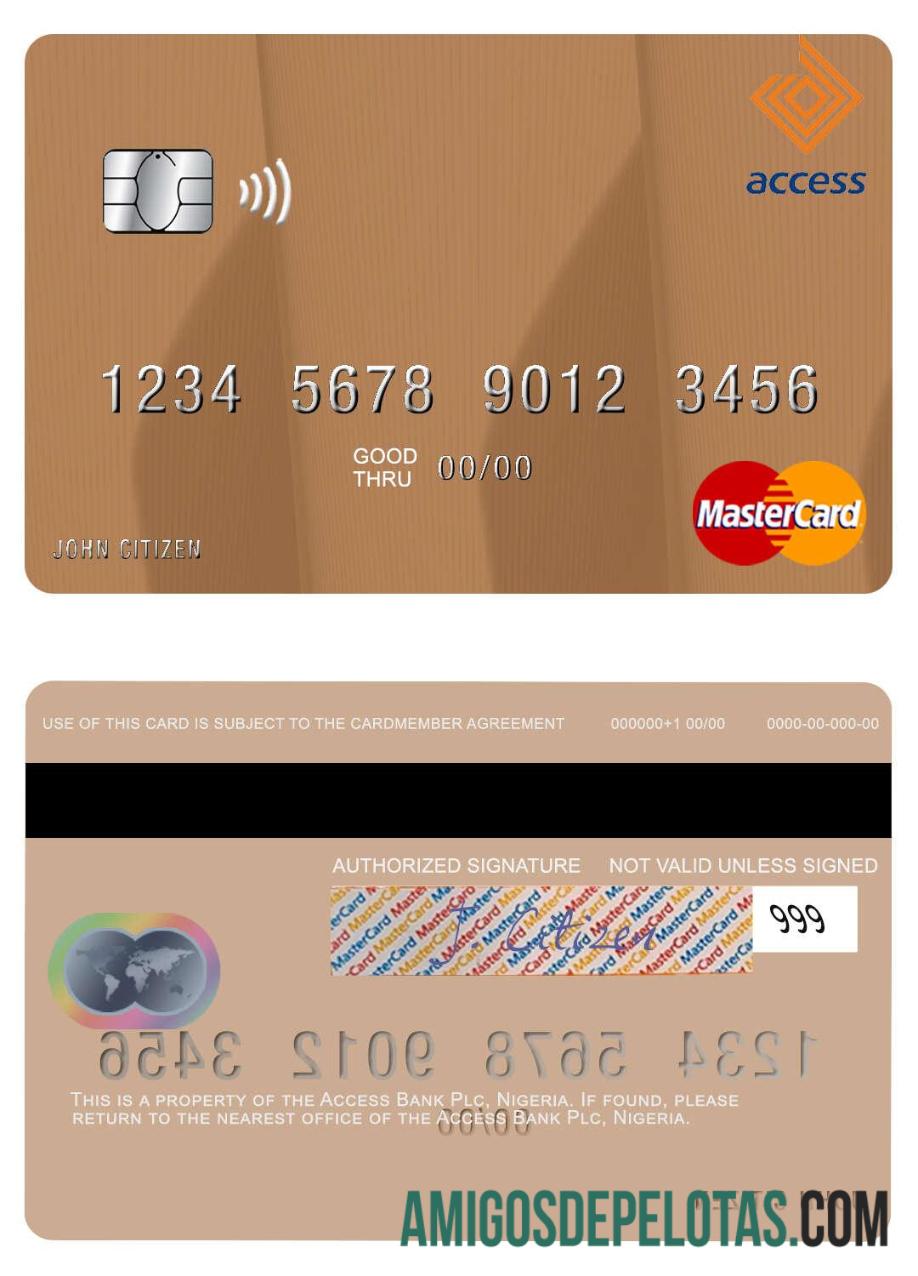 Nigeria Access bank Plc mastercard templat