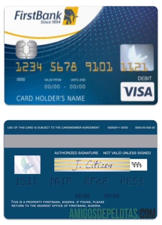 Nigeria FirstBank visa Debit kartu desain