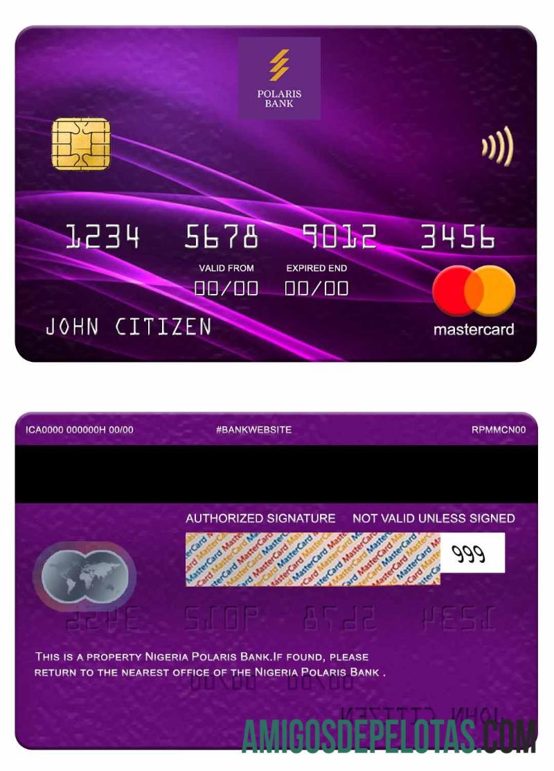Nigeria Polaris bank mastercard sampel