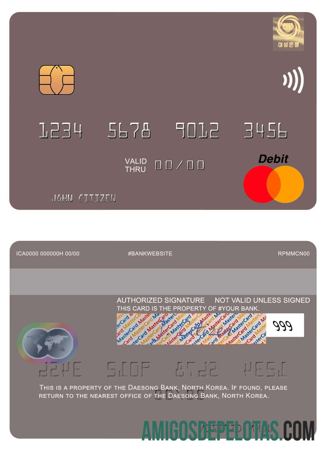 Korea Utara Daesong bank mastercard sampel