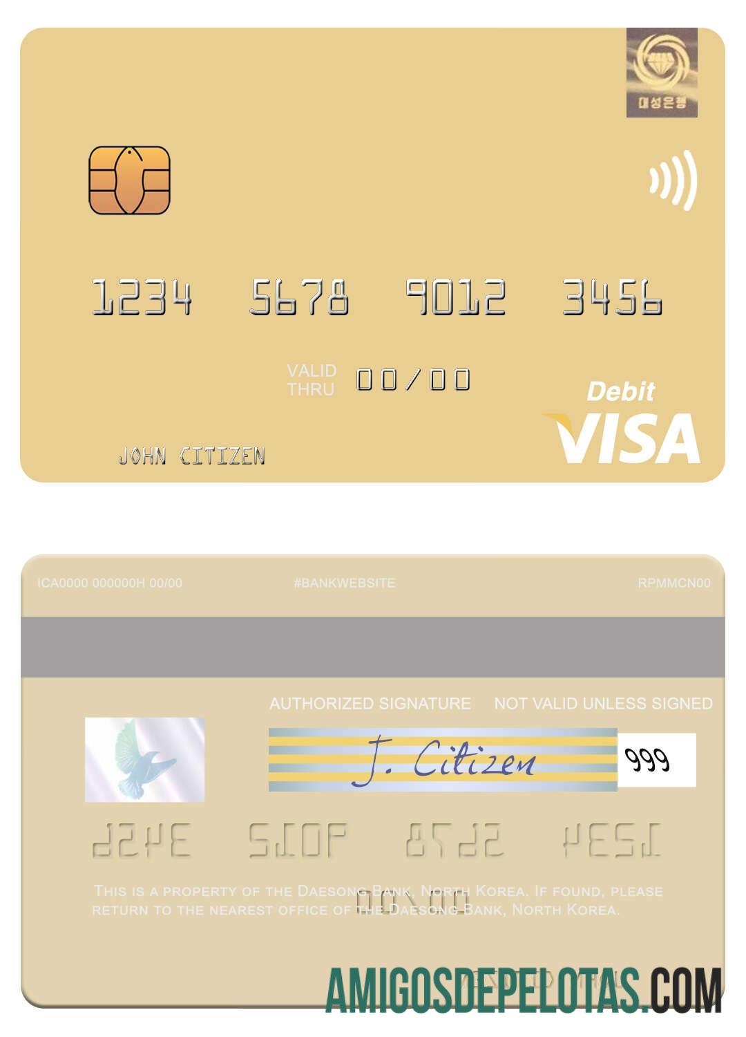 Korea Utara Daesong bank visa Debit kartu makering