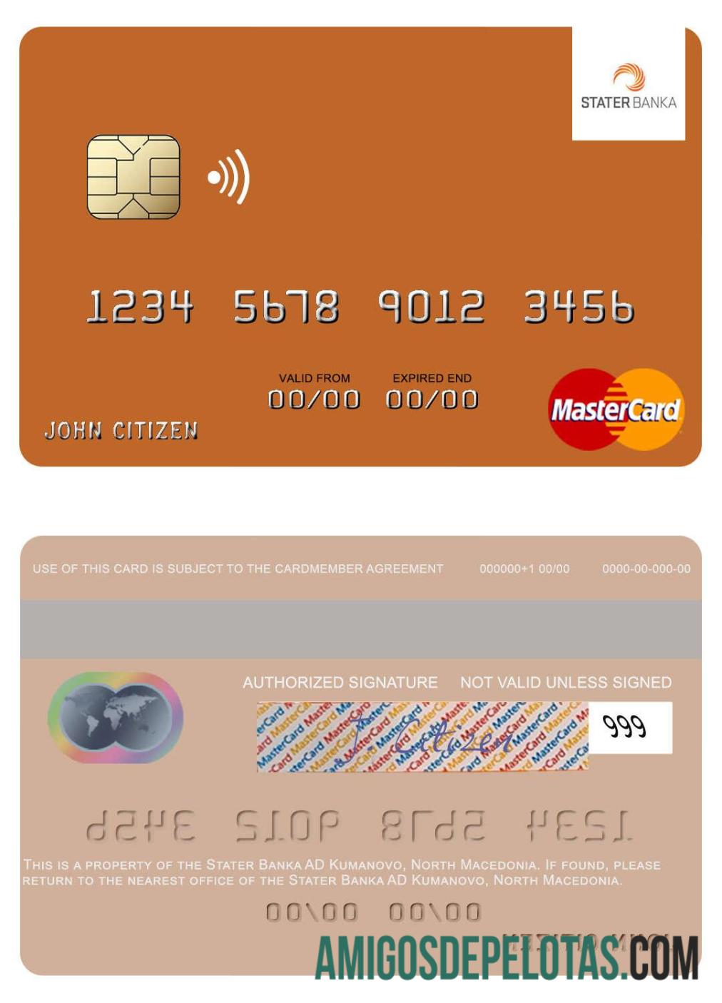 Makedonia Utara Stater Banka AD Kumanovo mastercard sampel