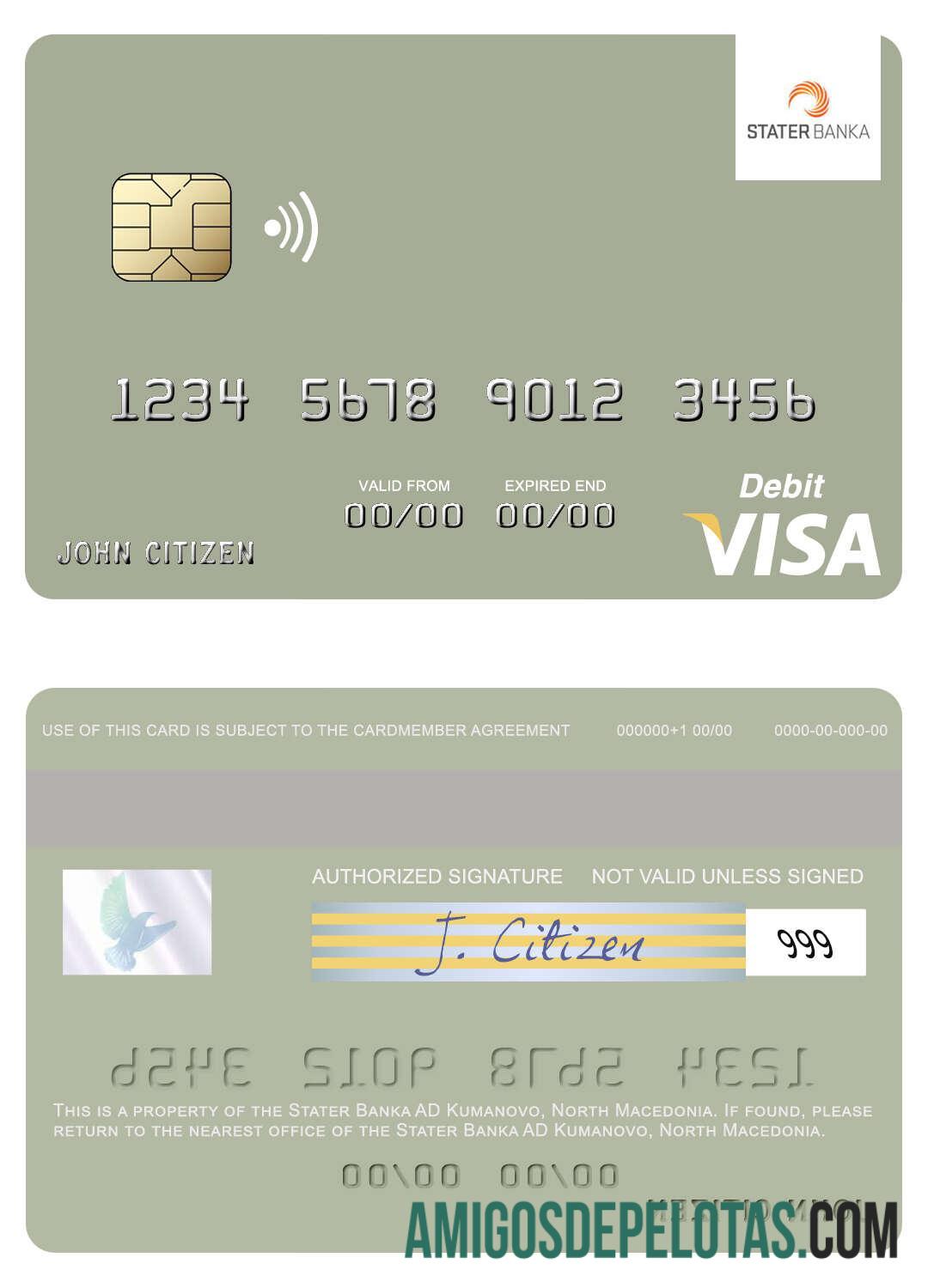 Makedonia Utara Stater Banka AD Kumanovo visa Debit kartu templat