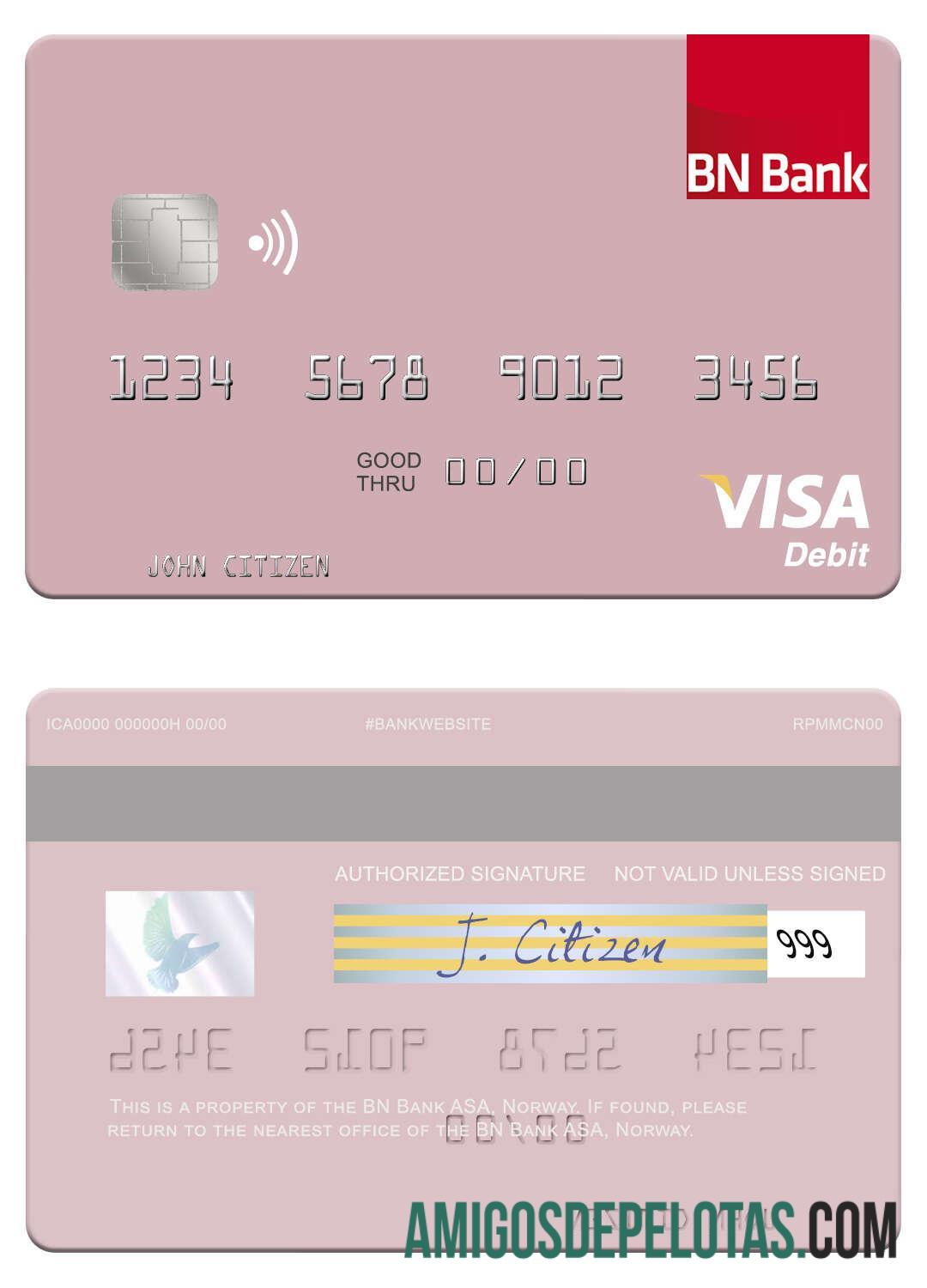 Norwegia BN bank ASA visa Debit kartu desain