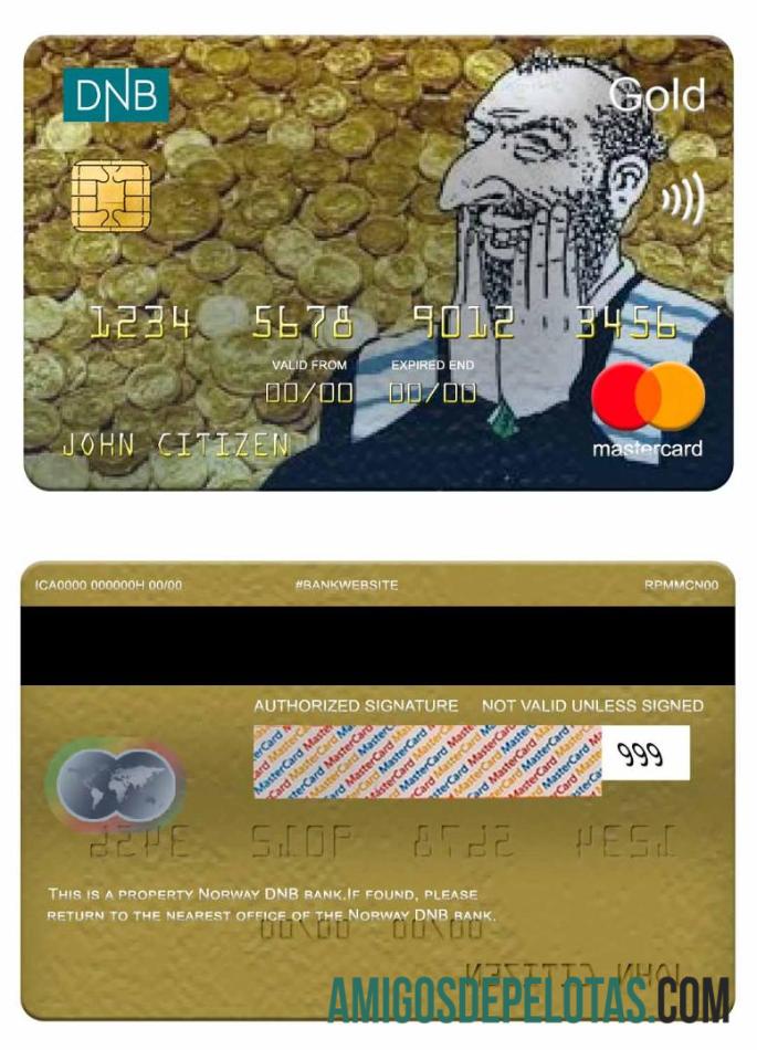 Norwegia DNB bank mastercard gold templat