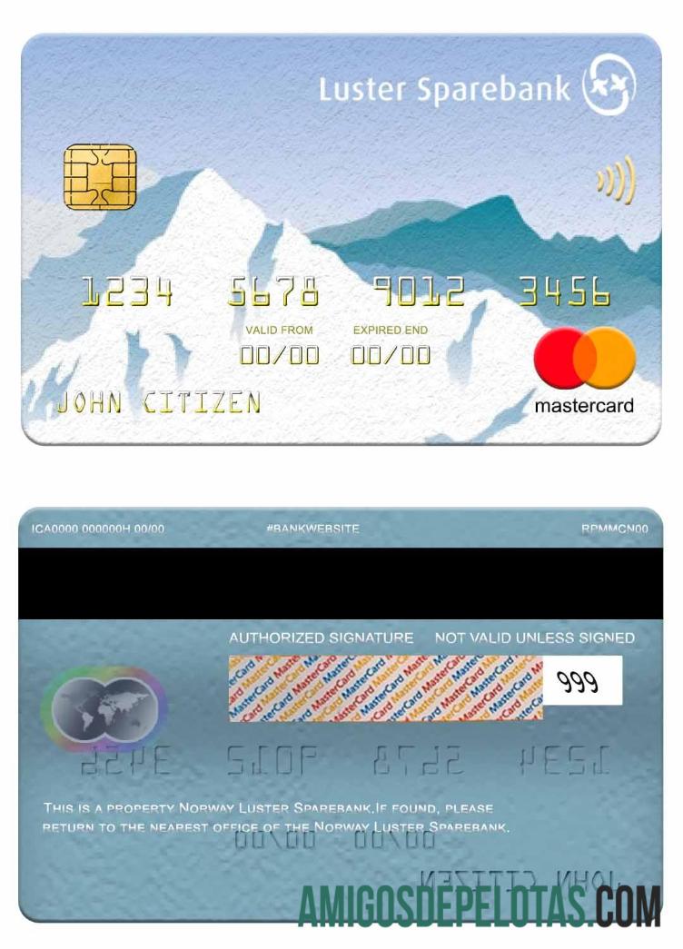 Norwegia Luster Sparebank mastercard sampel