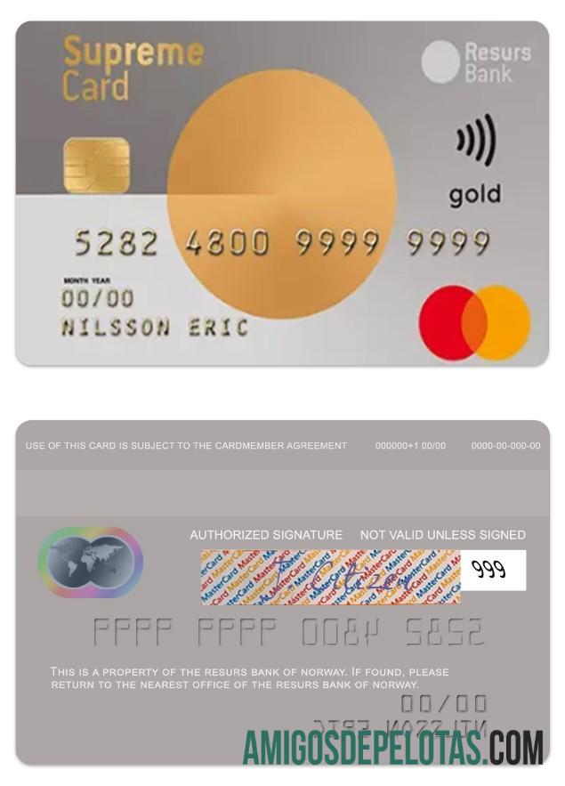 Norwegia Resurs bank supreme gold kartu makering