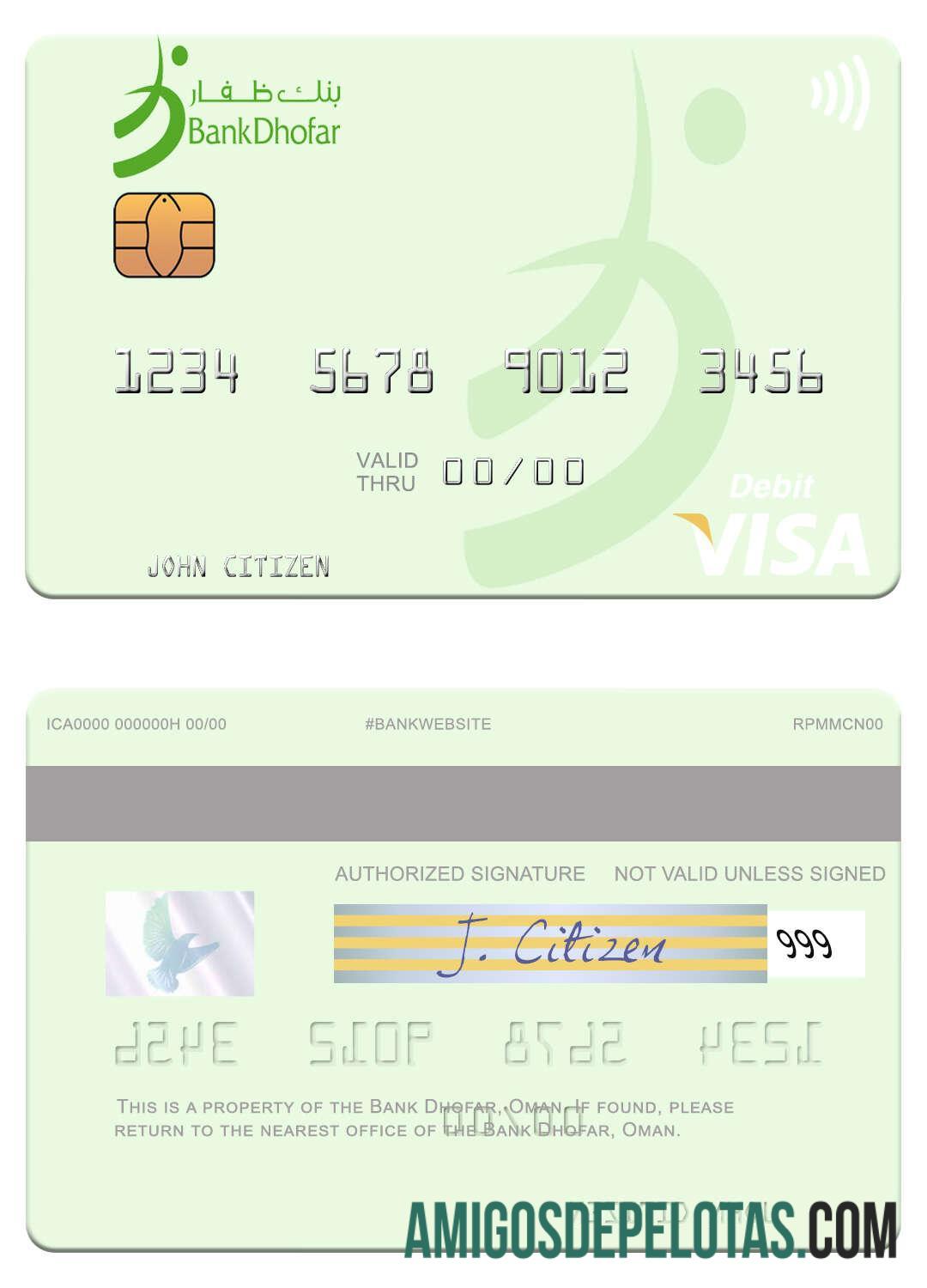 Oman bank Dhofar visa Debit kartu makering