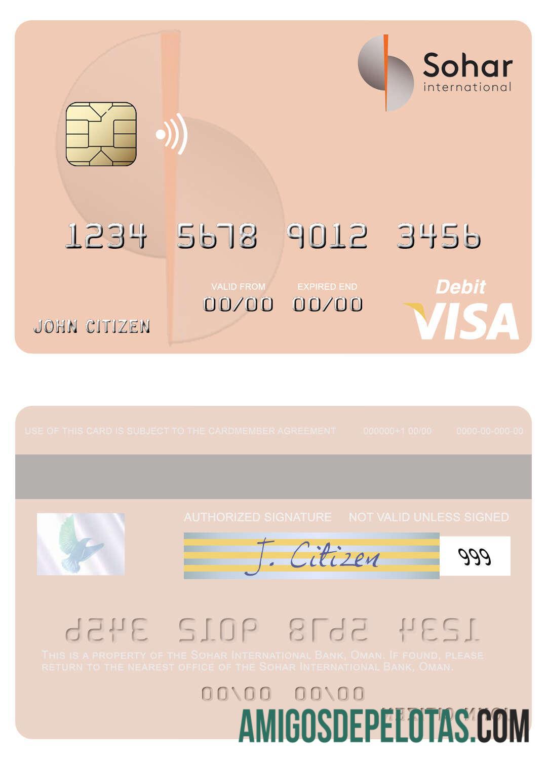 Oman Sohar International bank visa Debit kartu desain