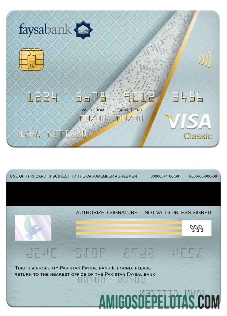 Pakistan Faysal bank visa classic kartu templat