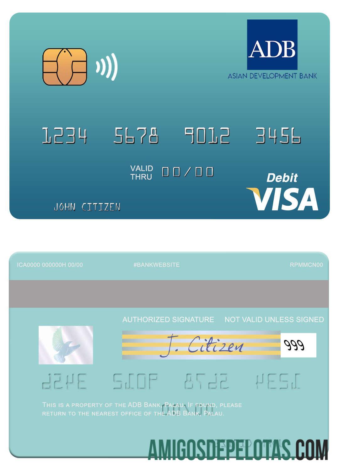 Palau ADB bank visa Debit kartu pratinjau