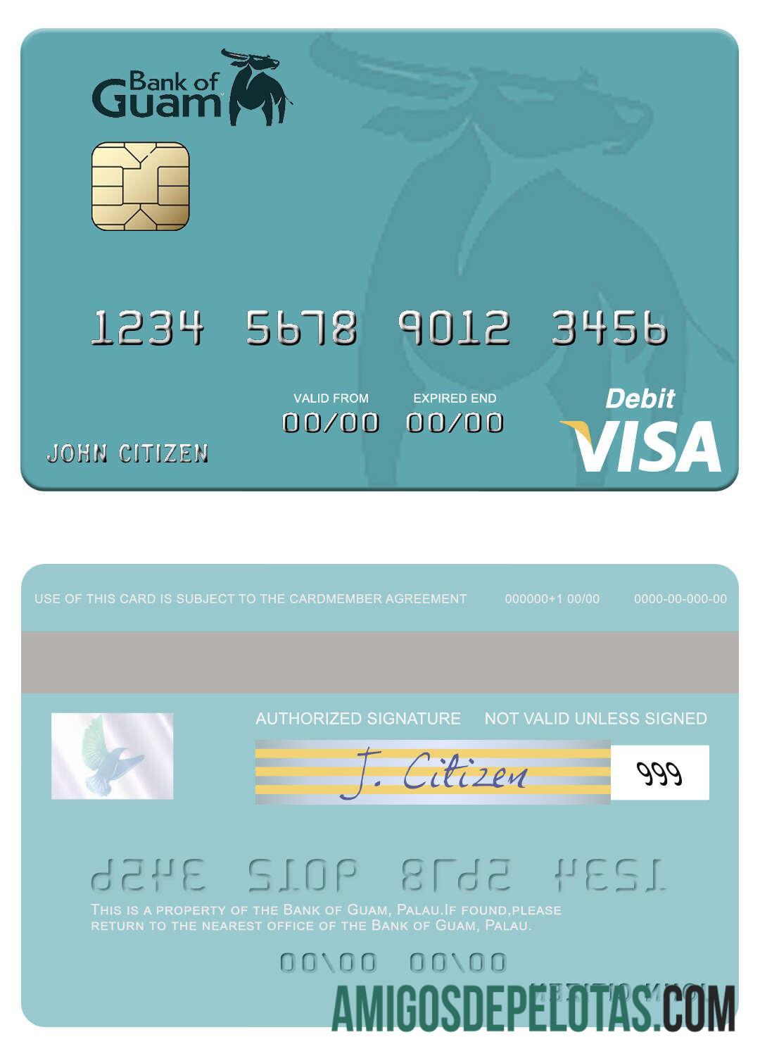 Palau bank of Guam visa Debit kartu desain