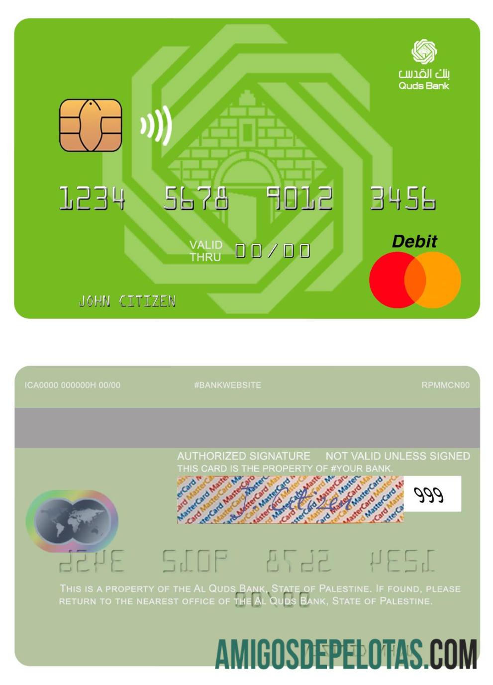 Palestina Al Quds bank mastercard templat