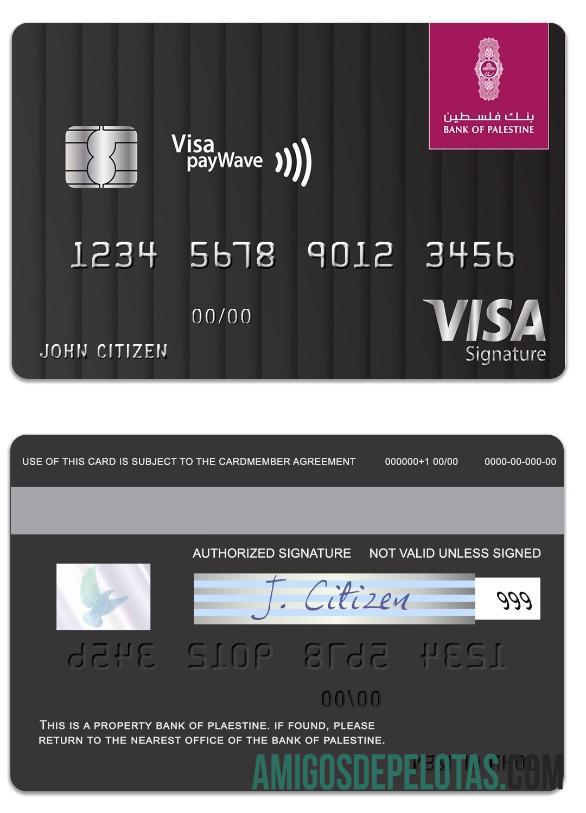 Palestina State bank of Palestina visa Tanda Tangan kartu pratinjau