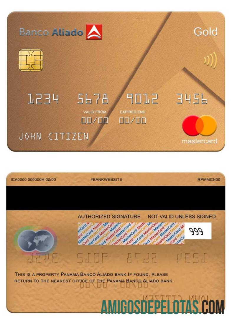 Panama Banco Aliado bank mastercard sampel