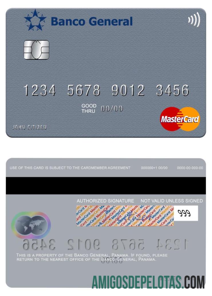 Panama Banco General mastercard desain