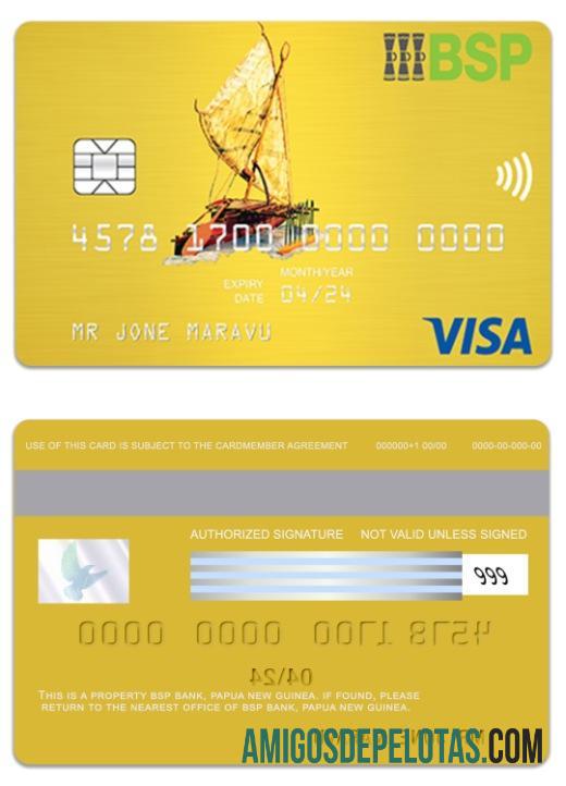 Papua Nugini BSP bank visa gold kartu templat