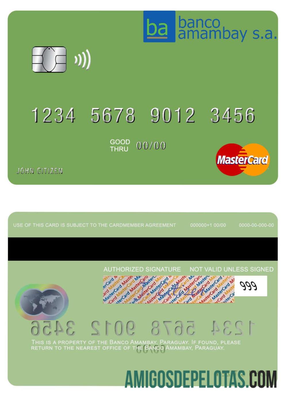 Paraguay Banco Amambay mastercard desain