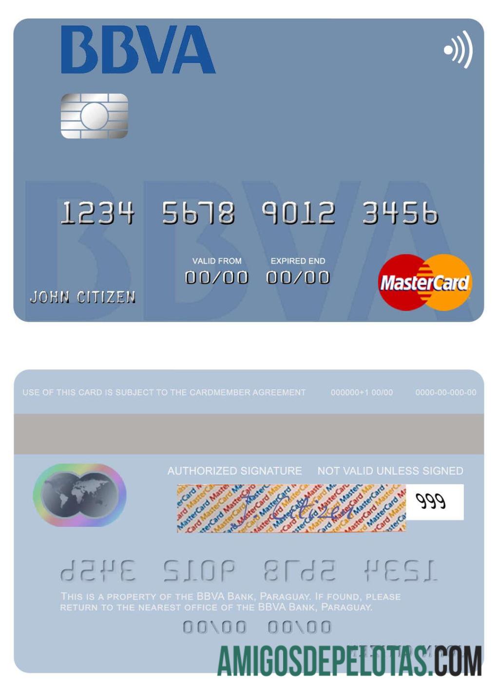 Paraguay Banco BBVA bank mastercard desain