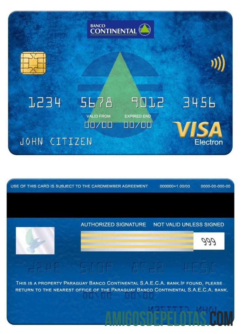 Paraguay Banco Continental S.A.E.C.A. bank visa electron kartu templat