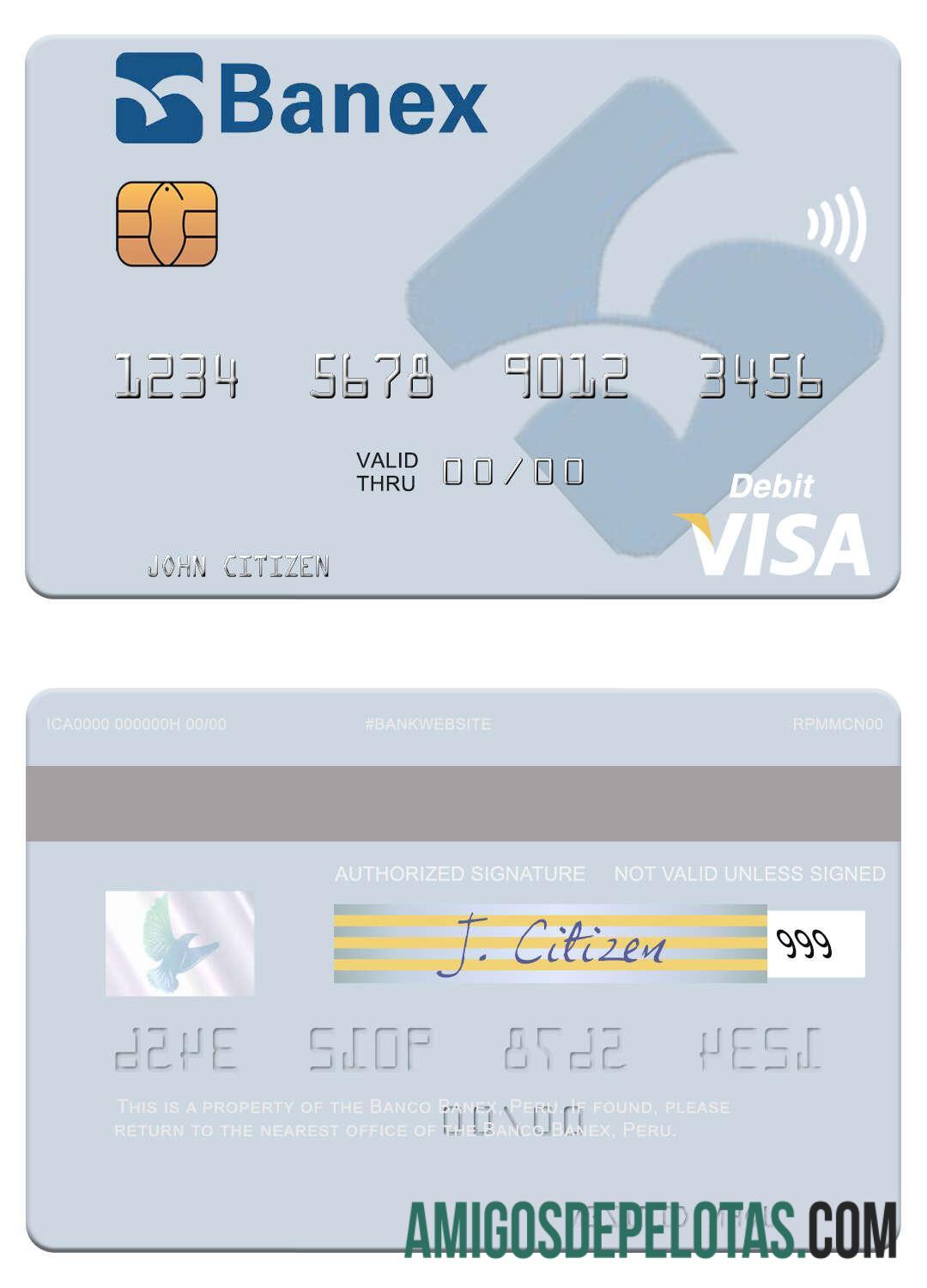 Peru Banco Banex visa Debit kartu makering