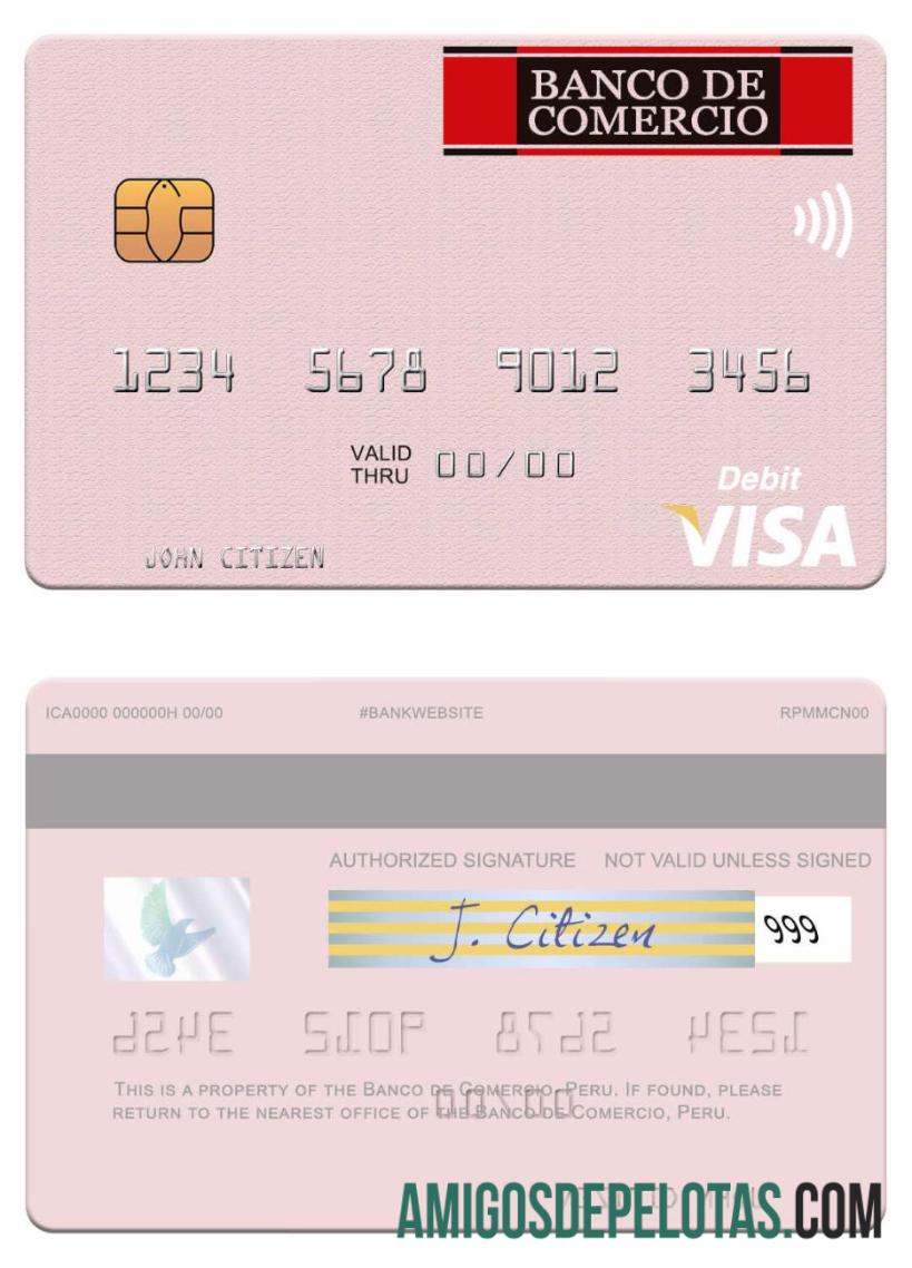 Peru Banco de Comercio visa Debit kartu templat