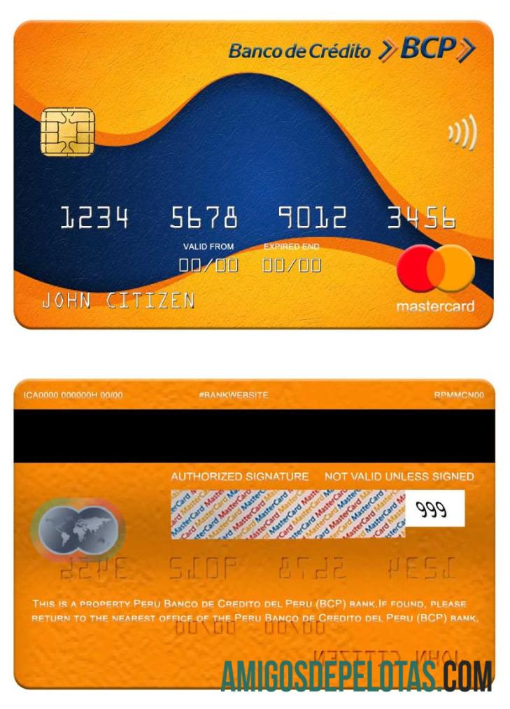 Peru Banco de Credito del Peru (BCP) bank mastercard templat