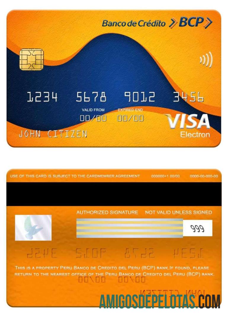Peru Banco de Credito del Peru (BCP) bank visa electron kartu templat