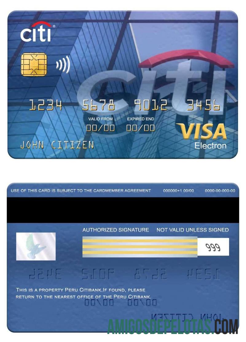 Peru Citibank visa electron kartu desain