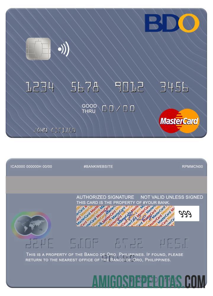 Filipina Banco de Oro mastercard sampel