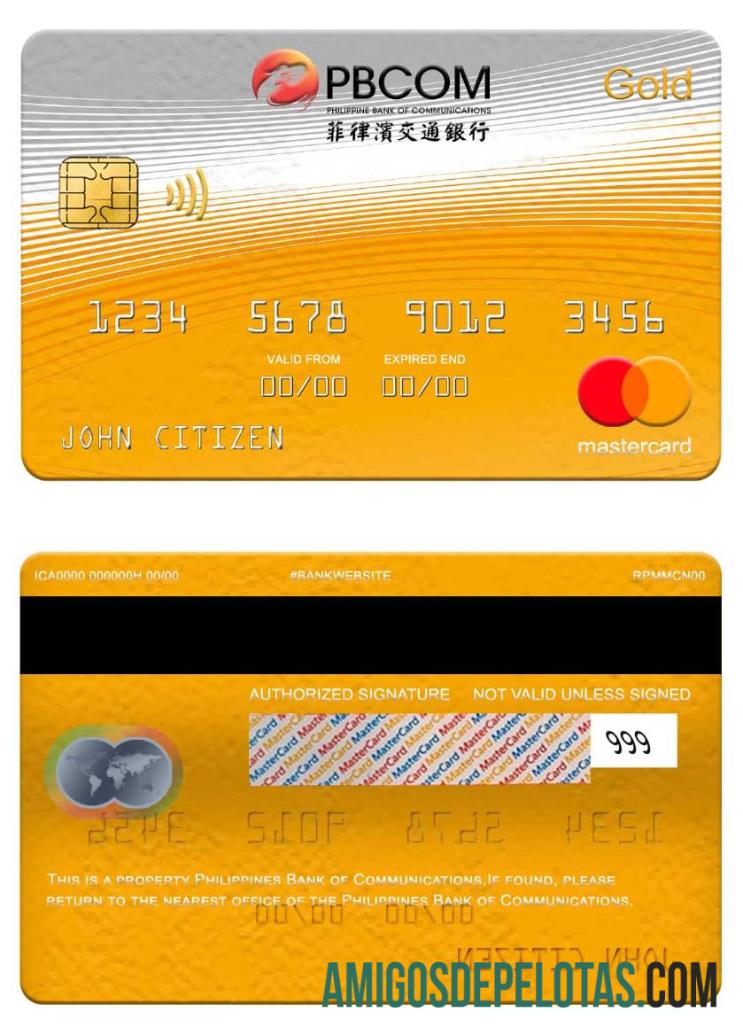 Filipina bank of Communications mastercard gold makering