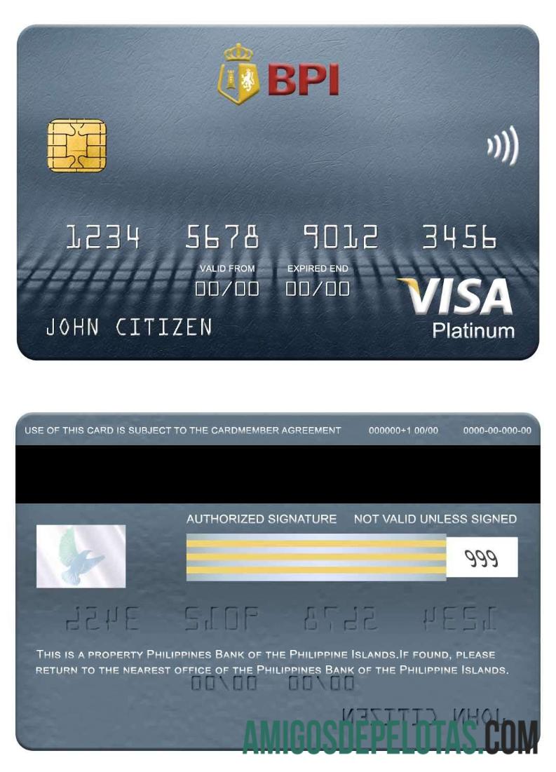 Filipina bank of the Philippine Islands visa platinum kartu desain