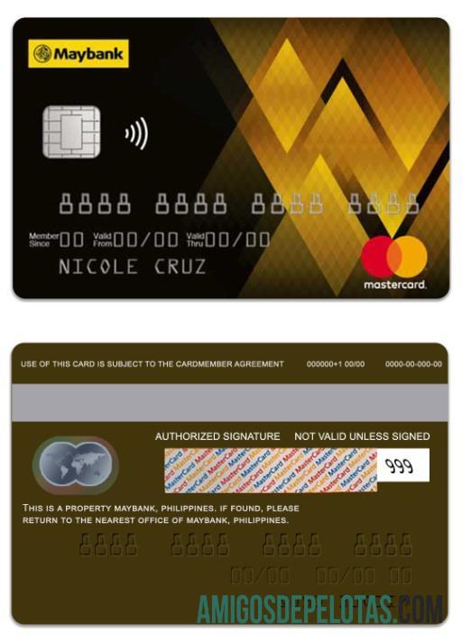 Filipina MayBank gold mastercard desain