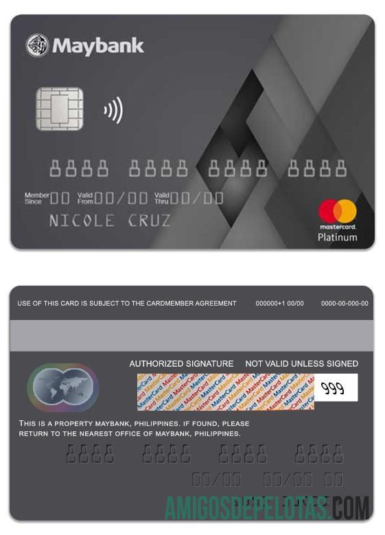 Filipina MayBank platinum mastercard templat