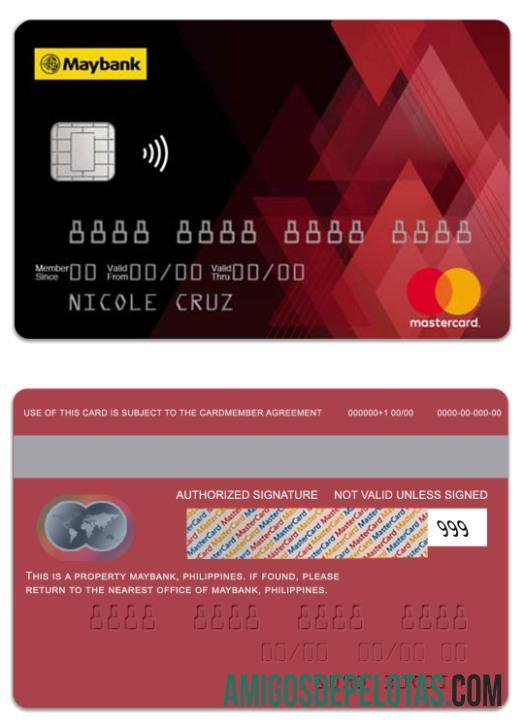 Filipina MayBank standar mastercard sampel