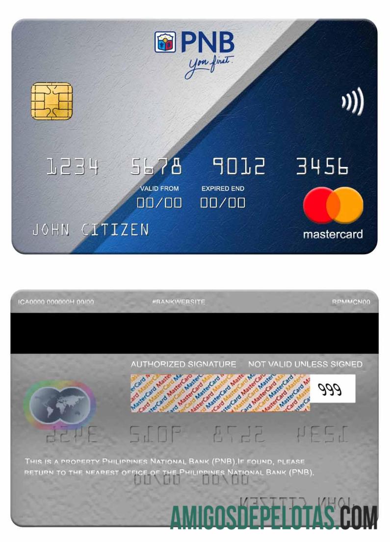 Filipina nasional bank (PNB) mastercard templat