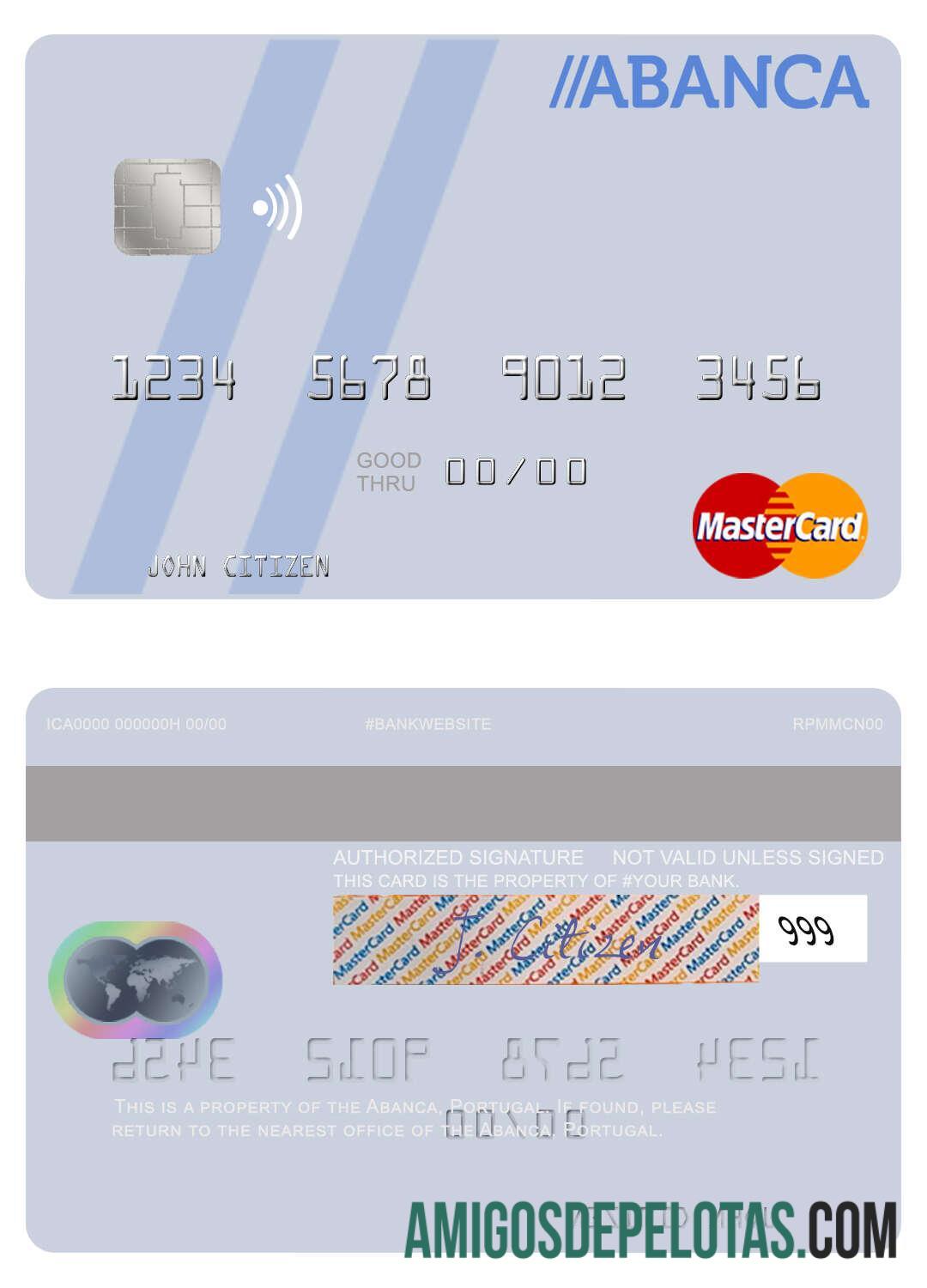 Portugal Abanca mastercard sampel