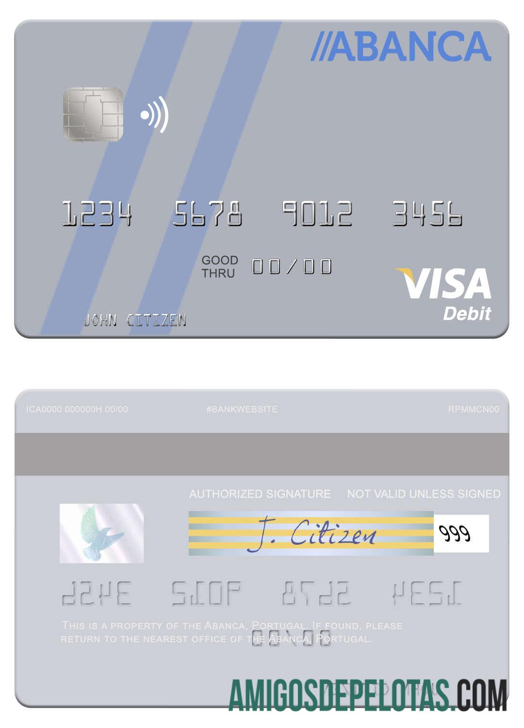 Portugal Abanca visa Debit kartu desain