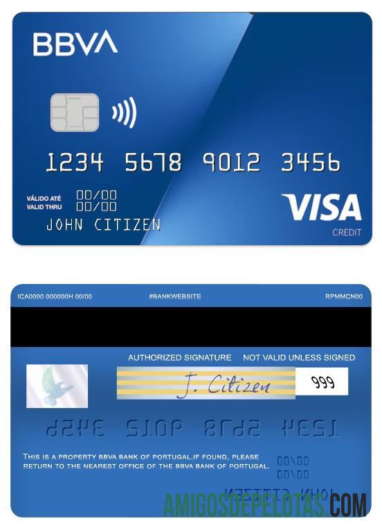 Portugal BBVA bank visa Kredit kartu sampel
