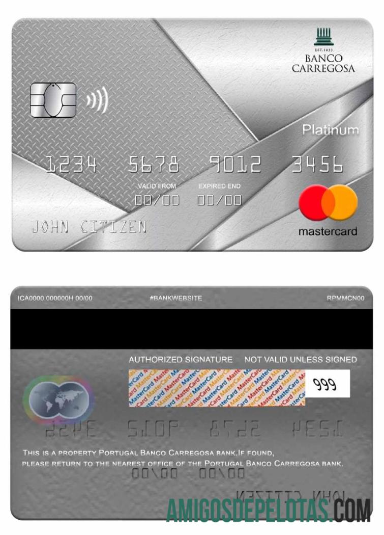 Portugal Banco Carregosa bank mastercard platinum templat