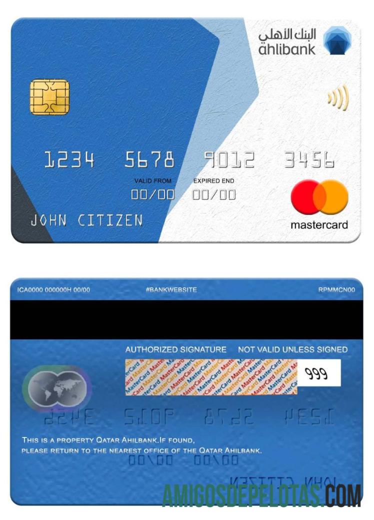 Qatar Ahilbank mastercard sampel