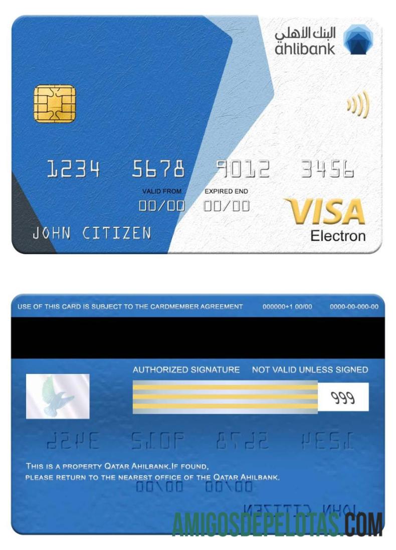 Qatar Ahilbank visa electron kartu sampel